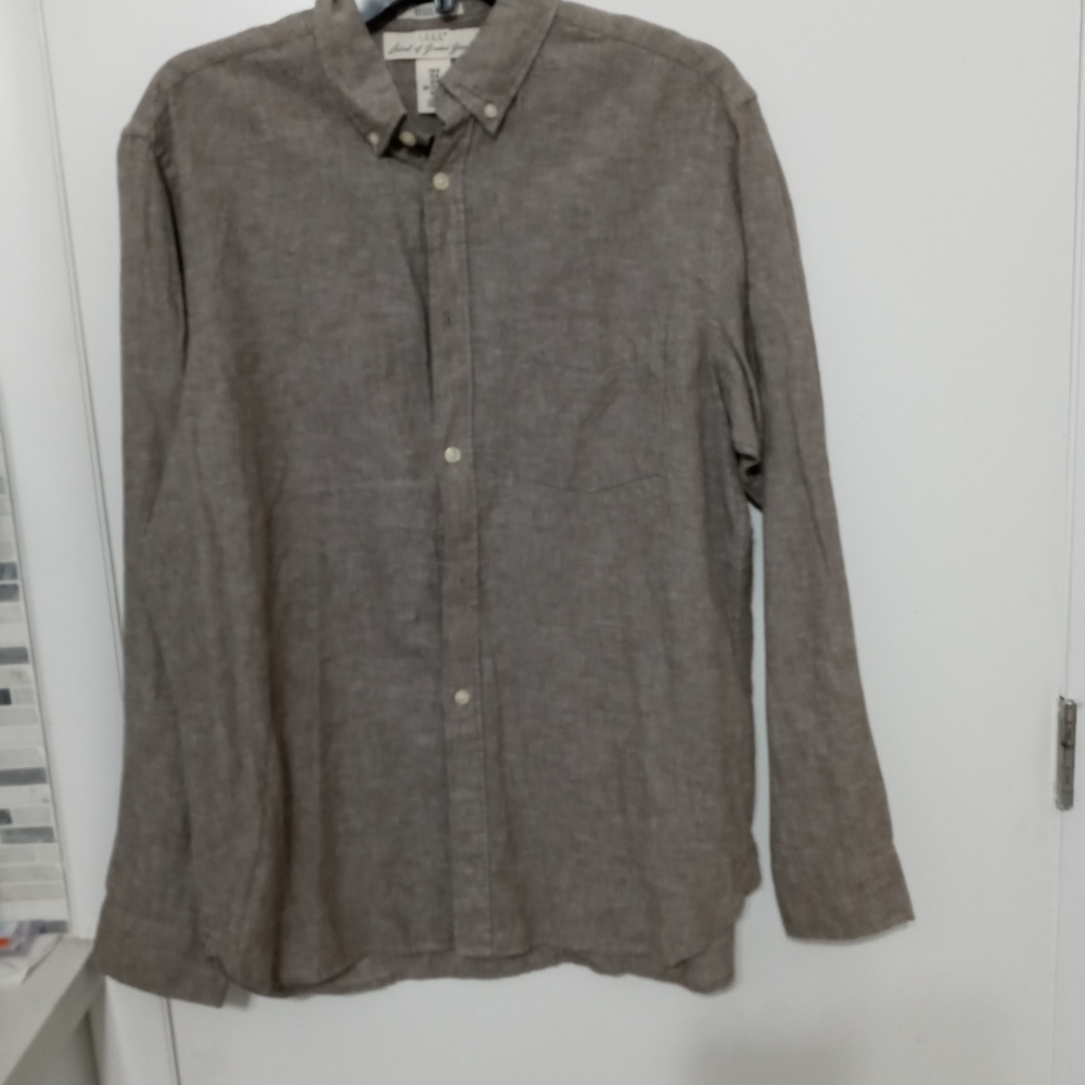 H&M Label of Graded Goods (L.O.G.G.)long Sleeve Button Down Linen Casual Shirt